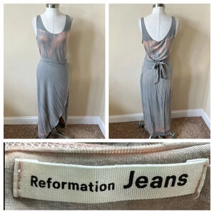 Reformation jeans Kaila wrap skirt side tie dress tie dye 26213
